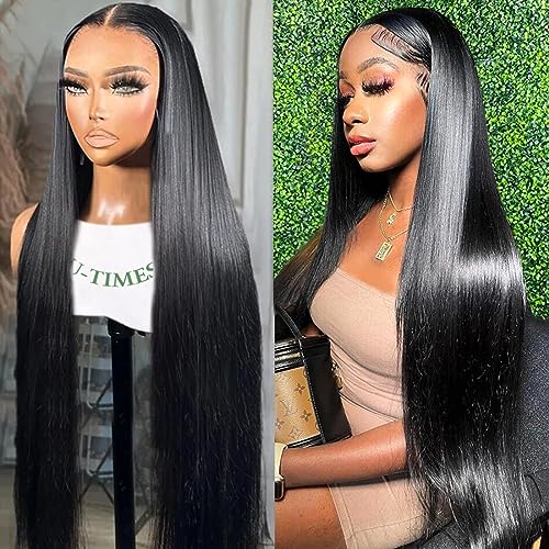 U-TIMES 26inch Straight Lace Front Wigs Human Hair Pre Plucked 180% Density Glueless 13x4 HD Lace Frontal Wigs Human Hair Natural Hairline Brazilian Virgin Human Hair Wigs for Black Women